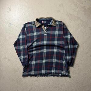Vintage 90s Polo Chaps Men's XL Plaid Checkered Long Sleeve Polo
